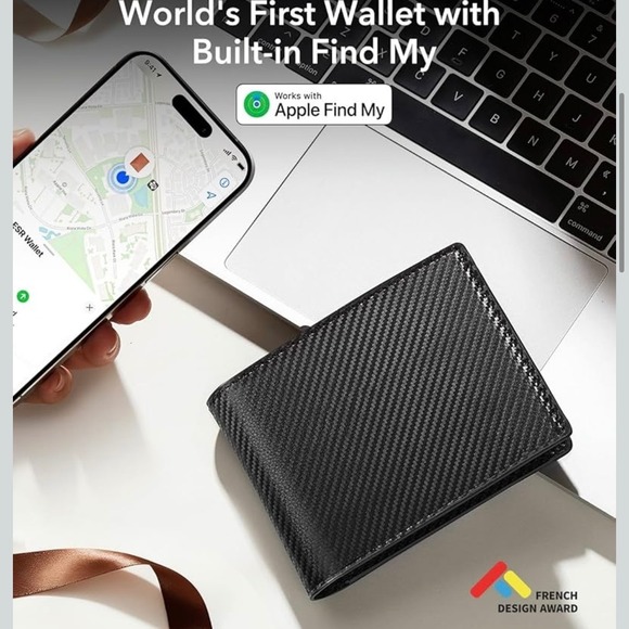 ESR Geo Wallet Built-in Apple Find My RFID Blocking Carbon Fiber Black Bifold - Picture 3 of 12